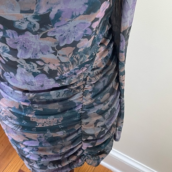 Free People One Shoulder Floral Mesh Ruched Bodycon Dress NWOT Medium - Picture 5 of 8